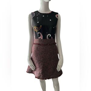 A-Line Mini Skirt in Black and Red Dress